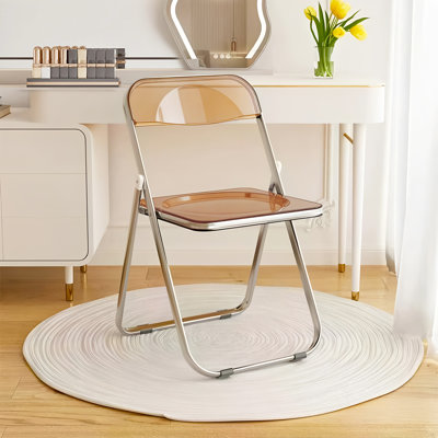 XUEGW Set of 6 Stackable Acrylic Folding Dining Chair with Stable Load Bearing Structure, Brown