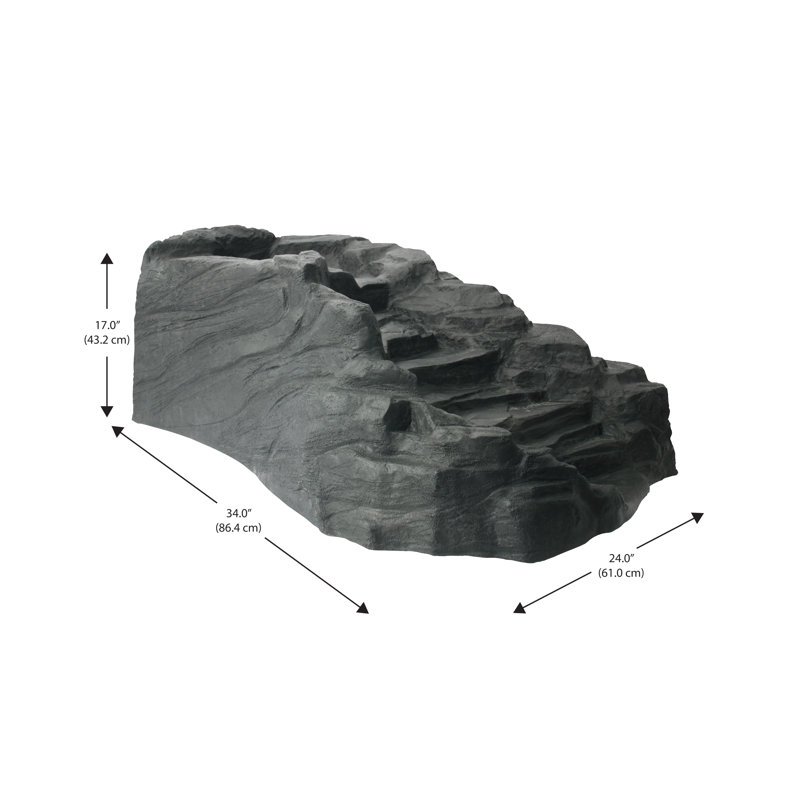 Black Heavy-Duty Molded Rock Waterfall for Ponds