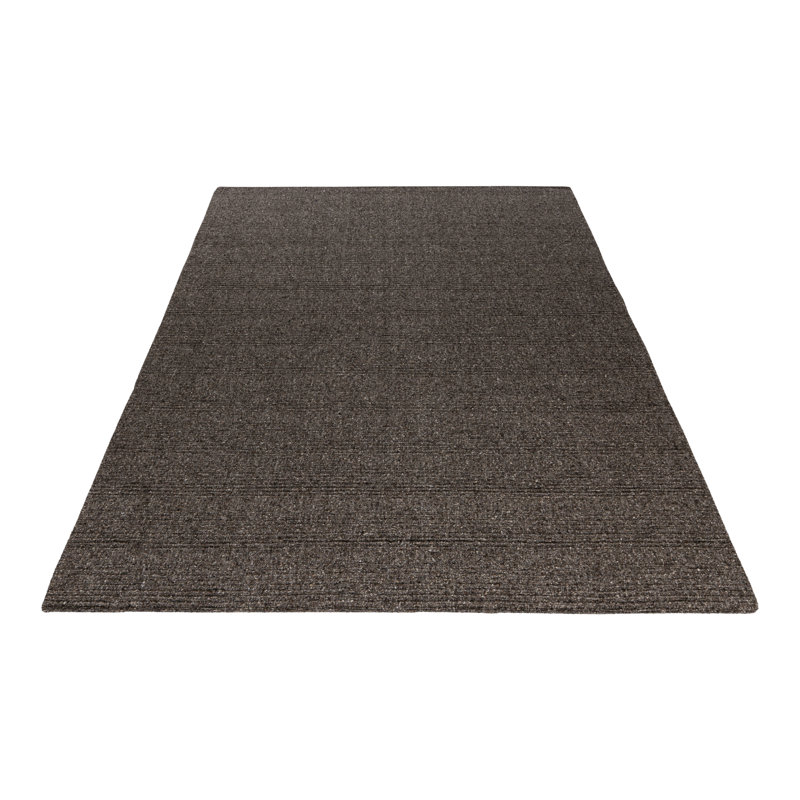 Jarven Solid Colour Wool Hand Woven Area Rug, Brown, Rectangle 160 x 230cm