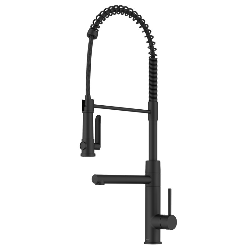 KRAUS Artec Pro Commercial Style 2-Function Single Handle Pull Down Kitchen Faucet with Pot Filler, Matte Black