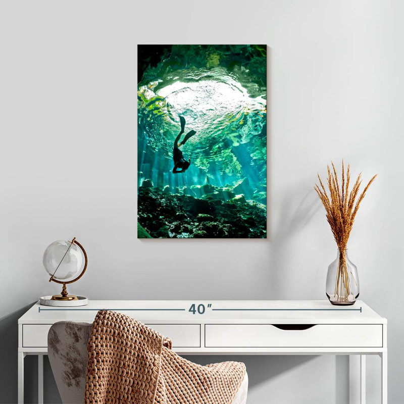 Sireci Diving In Cenote, 24" H x 16" W