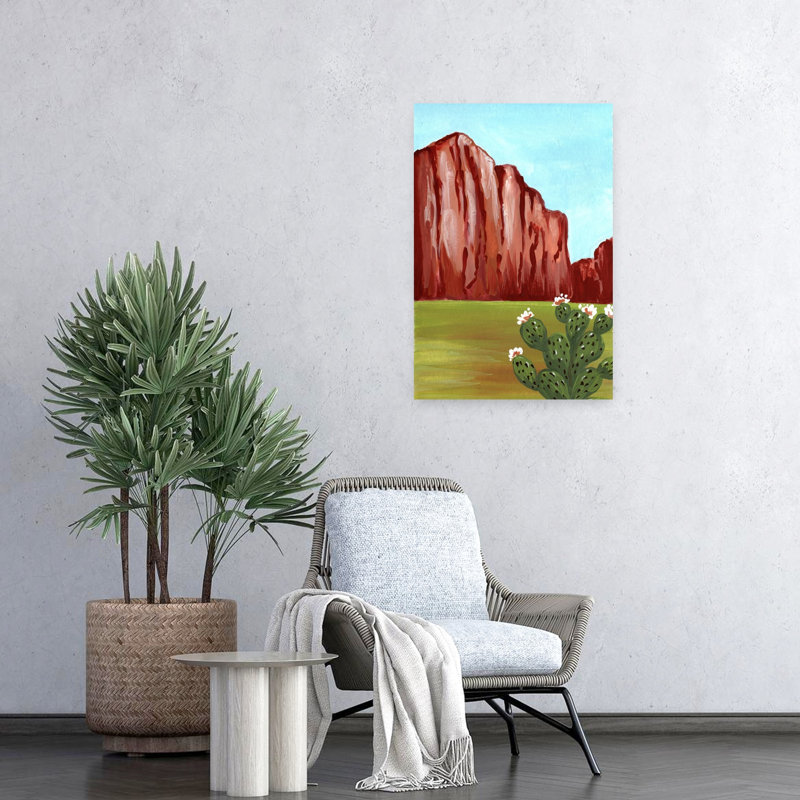 Art mural de paysage de fleurs de cactus de Southwest