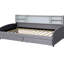 Lit simple tapissier gris avec rangement - Velours doux, grand espace intérieur, lit plateforme simple-1202625931