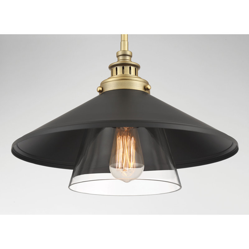 Luminaire suspendu en laiton doux à 1 lumière Dixion, H 10,25 po x l 15 po x P 15 po
