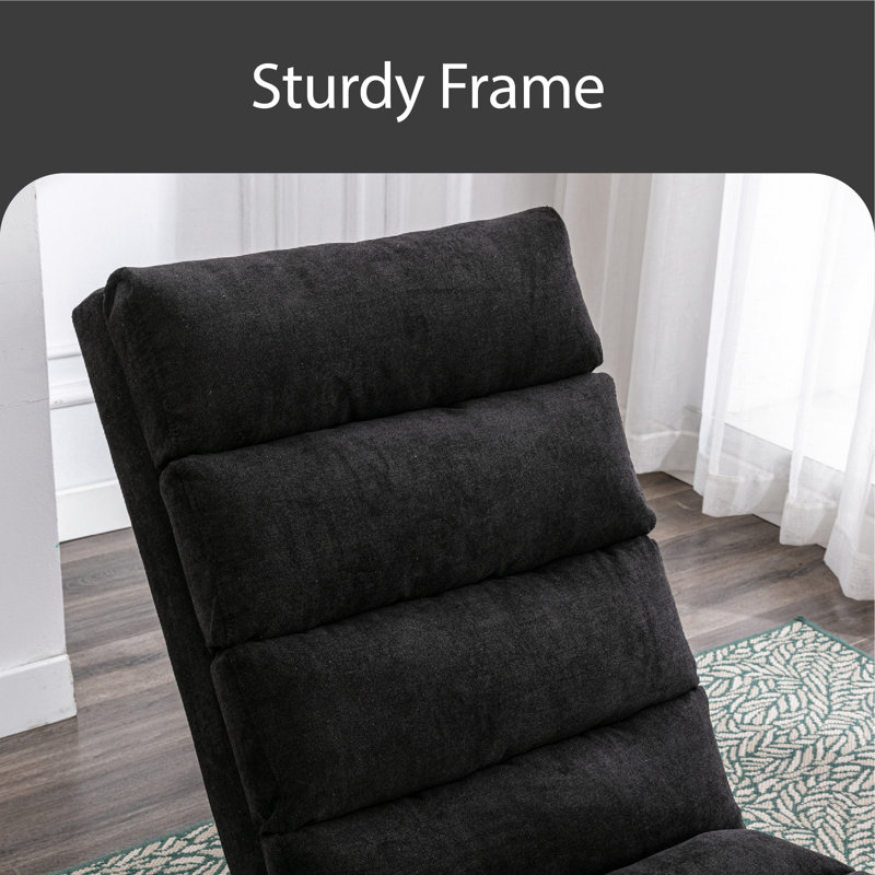 Chaise longue rembourrée Laquasia, Microfibre noire / microsuède