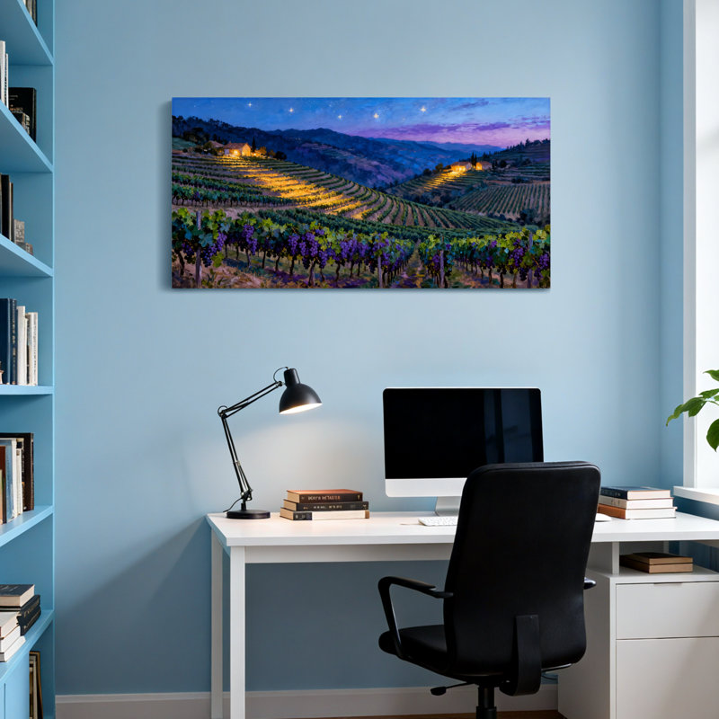 Paysage et nature Vineyard Hills Under Starry Sky, H 16 po x l 32 po