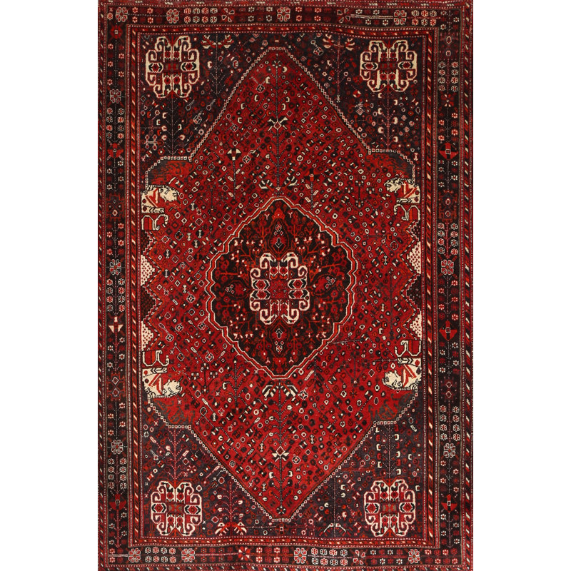 Tapis traditionnel rouge / brun Endri, Rectangle 2 pi x 3 pi