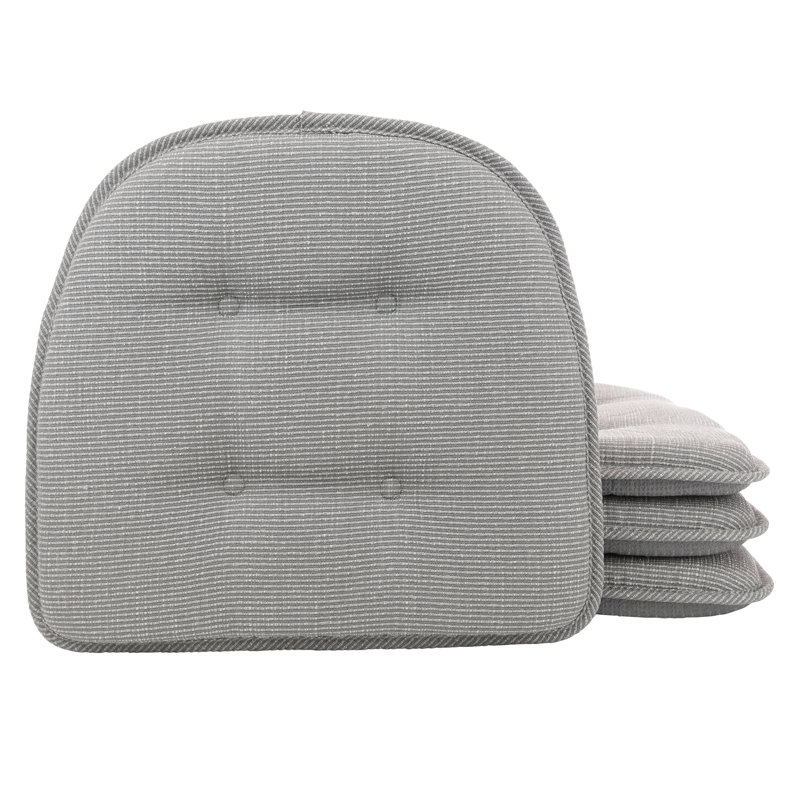 Coussins de salle à manger et de cuisine antidérapants, 16 x 15 x 2 pouces, ensemble de 4, gris