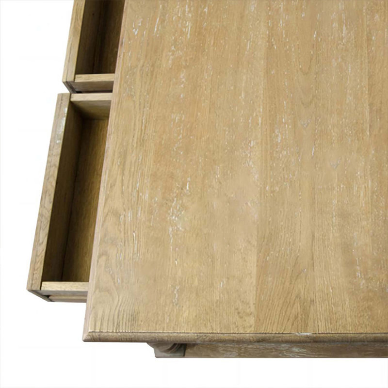 Retro Solid Wood Rectangular Coffee Table, Burlywood