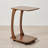 Emerson Solid Wood C Shaped End Table with Wheels, Walnut Color