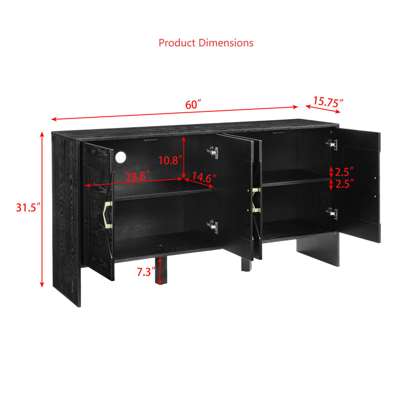 Buffet 60 po Mid-Century, Black