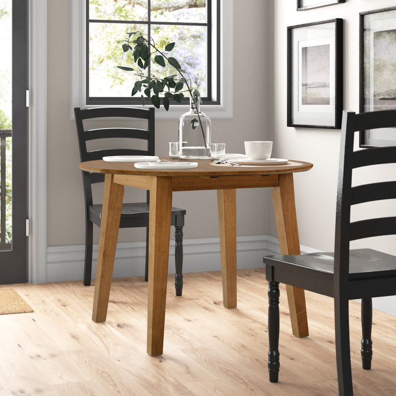 Iyad Extendable Round Solid Wood Dining Table, Honey