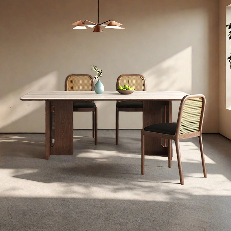 Rectangular minimalist dining table, 29.53"H x 70.87"L x 35.43"W