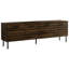 Meuble télé 72 po en brun, surface en stratifié avec pieds en métal et console de rangement pour solution de divertissement, tablettes réglables décoratives brunes