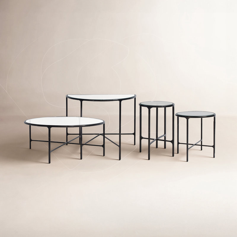 Ensemble de tables basses 4 pièces Evelynn, Noir, Transparent