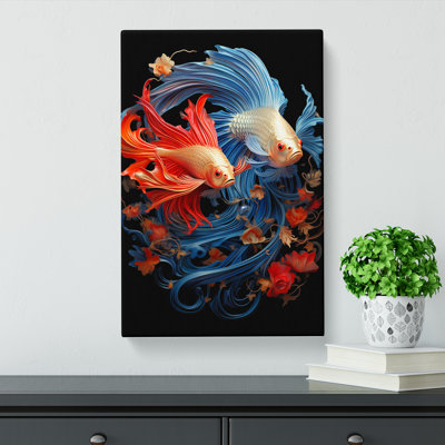Siamese Fighting Fish Baroque Art - Wrapped Canvas