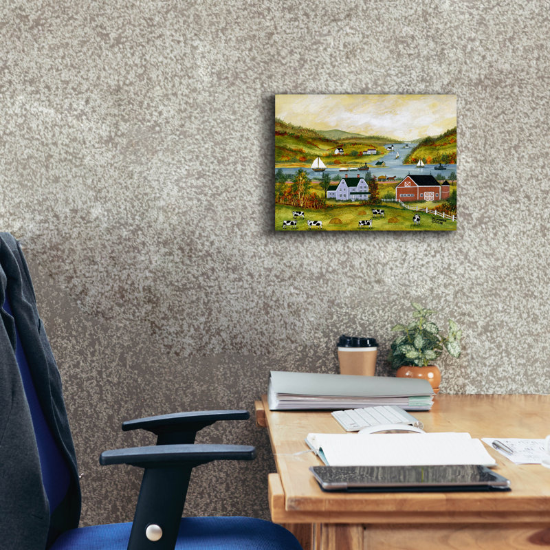 Toile épique Graffiti «Hudson River In Autumn» par JL Munro, 16 po x 12 po