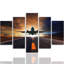 Sunset Airplane - 5 Piece No Frame Print on Canvas-1956751430