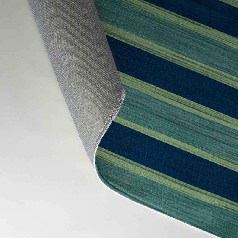 Tapis intérieur / extérieur vert HorizontalStripes, Rectangulaire 3 pi x 5 pi