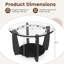Table basse 32 po à 2 niveaux avec plateau inférieur en verre trempé et roulettes transparentes et noires-1859304991