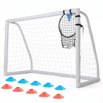 But de soccer en métal de 3 x 2 m pour enfants et adultes, ensemble d'entraînement pour jardin avec filet, cônes et piquets de sol