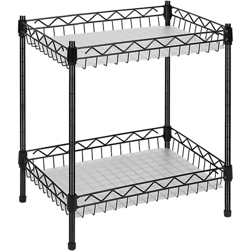 2-tier Wire Shelving Unit With Baskets