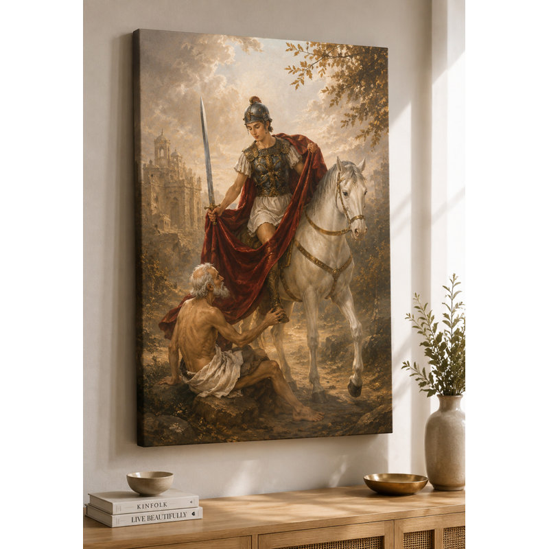 Grande œuvre d'art murale Saint Martin de Tours 24 x 36 pouces