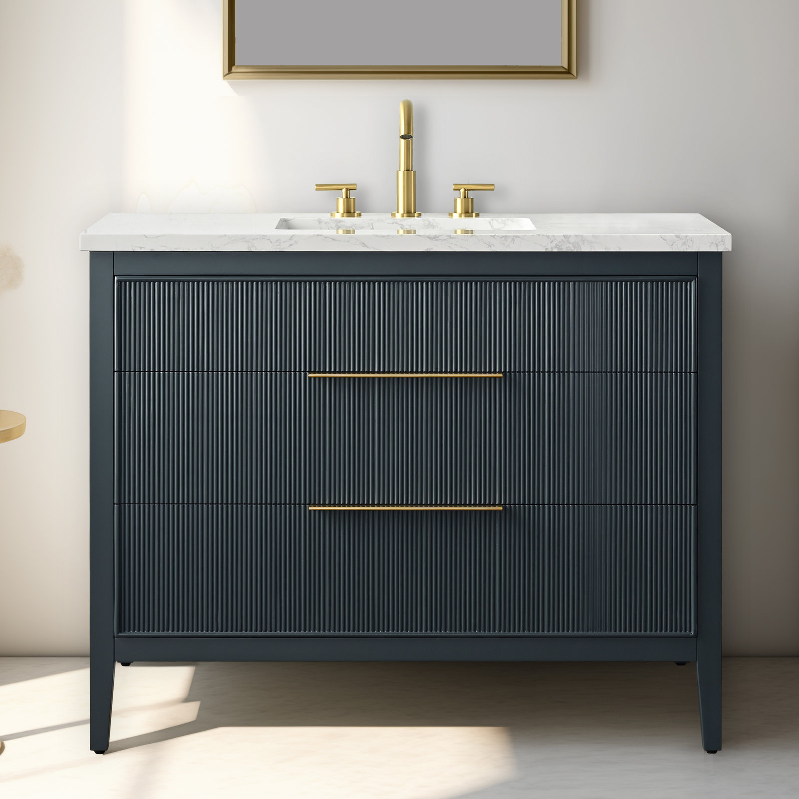 Bilroy 42" Oak Single Bathroom Vanity, Vintage Blue