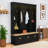 Farmhouse Hall Tree with LED Light Strip, 9 Metal Hooks, 3 Tilt-Out Cabinets and Open Shelves-2053303322