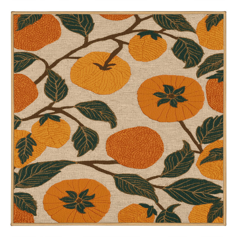  Tapis lavable fruits kaki américain, Carré 3 pi