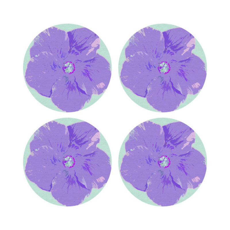 Hibiscus Vegan Leather Round Pebble Placemat, Wander