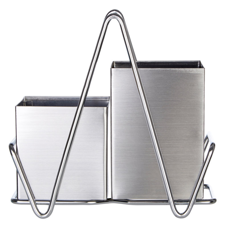 Stainless Steel Flatware Caddy, Grey