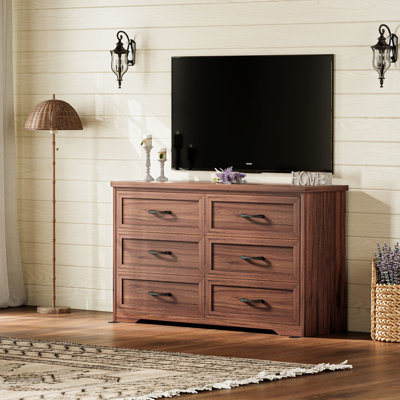 Horizontal Dressser With Farmhouse Style & 6 Spacious Drawers