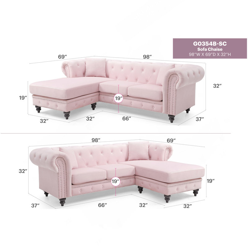 Canapé (3 boîtes) Glory Furniture, rose