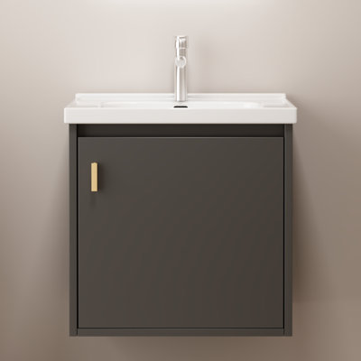 Yesen 20" Small Wall Mounted Bathroom Vanity with Ceramic Sink,Soft-Close Door
