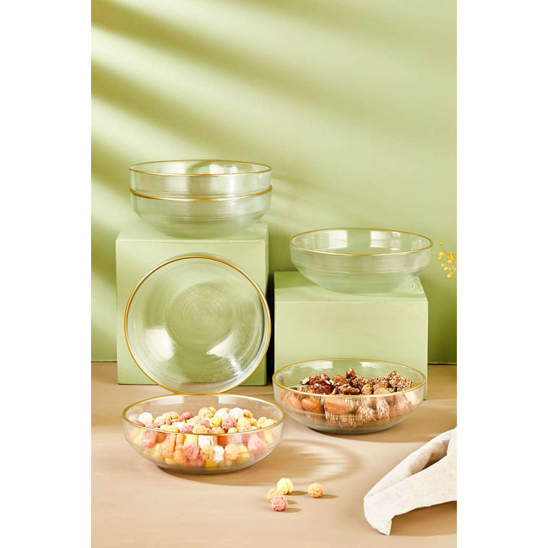 Elegant Glass Bowl Set (6 Pieces), Transparent Color, 6.0 inches | 100% Durable Glass | Perfect for Serving, Mixing, and Displaying | Ideal for Home, Kitchen, and Entertaining, Stylish and Versatile Design