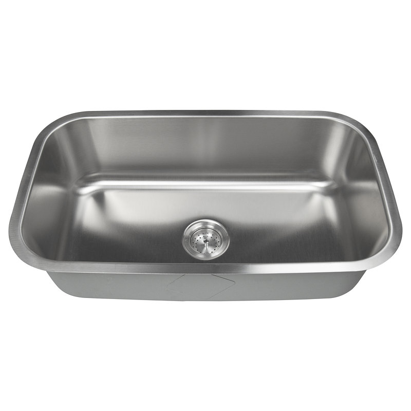 SleekSteel 31 in. x 18 in. 16 Gauge Stainless Steel Undermount Single Bowl Kitchen Sink