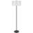 Avira 61 Inch Floor Lamp, String Pattern White Fabric Shade, Black Metal-125317828