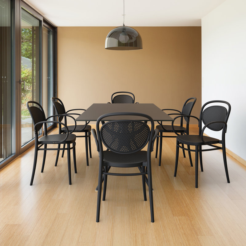 Farrah Stacking Patio Dining Armchair, Black