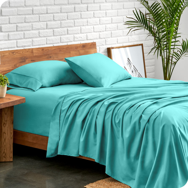 Ensemble de draps en microfibre Bare Home, Ensemble de draps pour très grand lit + un drap-h, Turquoise