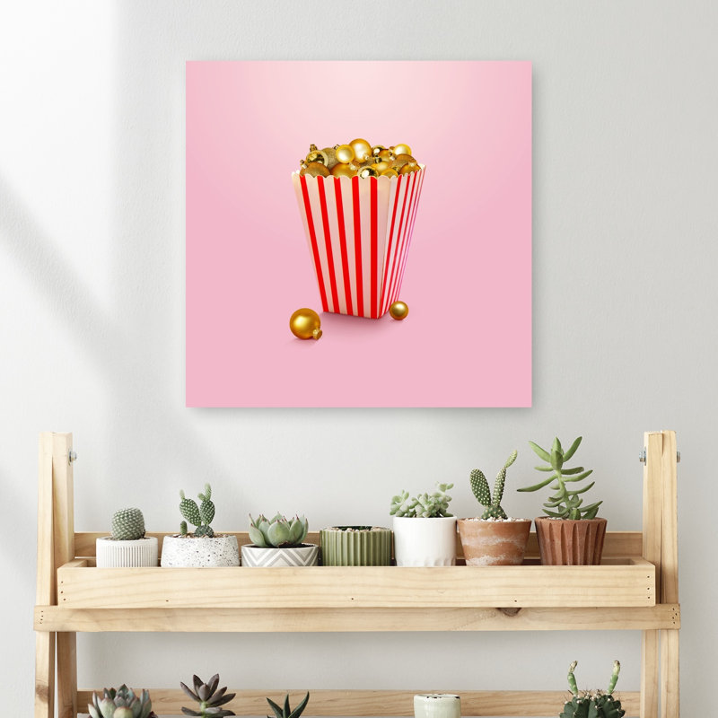 Impression sur toile Golden Christmas Popcorn, 18" H x 18" W