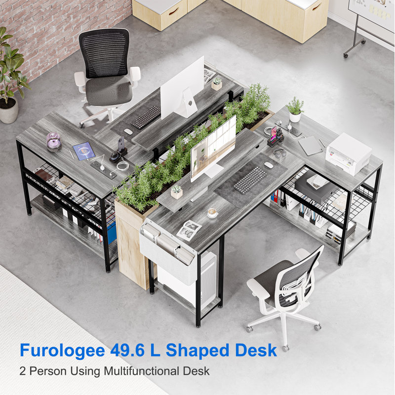 Laurenmarie Computer Table, Black, Gray