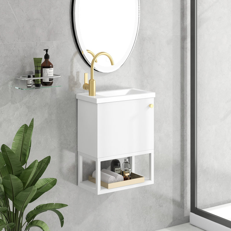 40mm Single Bathroom Vanity with Drop In Basin, White