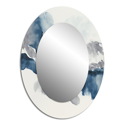 Through The Sapphire Blue Clouds I - Modern Oval Wall Mirror