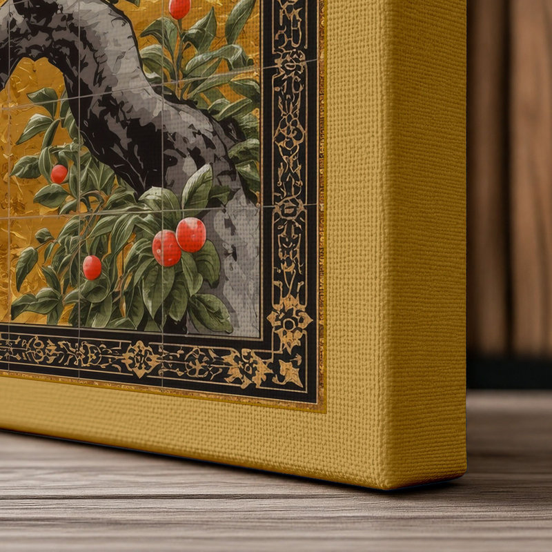 Blossoms in Spring Japandi - Wrapped Canvas, 36x24 - 91.4 x 61.0 cm, Ochre Border