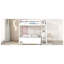 Lit double superposé au dessus d'un lit double avec bureau, blanc-1129700010