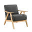 Modern Dark Gray Fabric Upholstered Accent Chair with Natural Solid Rubberwood Frame-134537539