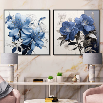 Bouquet de rhododendrons en pleine floraison - ensemble de 2 collages rhododendrons carrés