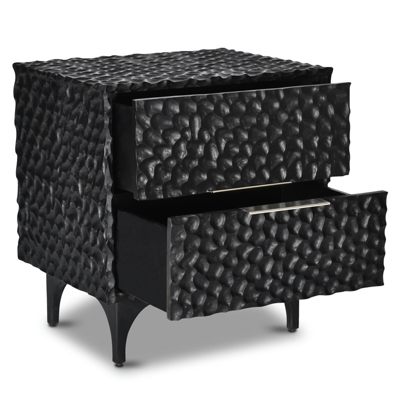 Chennai Handcrafted Solid Wood Nightstand in Black
