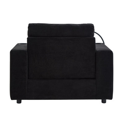 Chenille Armchair With Storage Ottoman